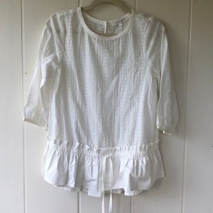 Anthropologie Peplum Eyelet Peplum Blouse